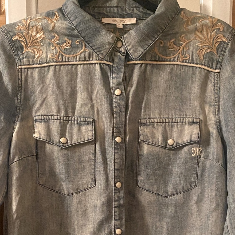 Miss Me denim button down shirt- size M